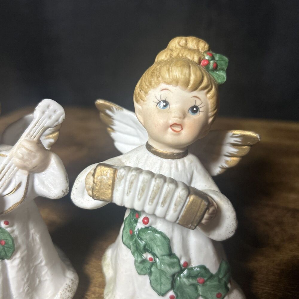 Homco Christmas Angels Instruments Vintage Taiwan Harp Accordion Mandolin - Picture 12 of 12